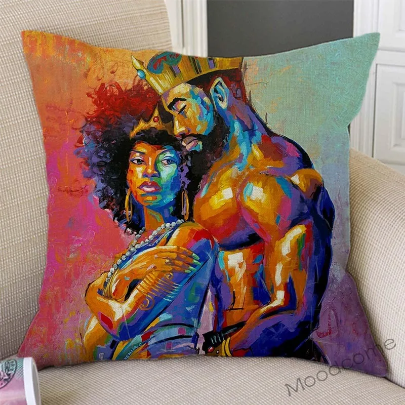 Black King And Queen Of Africa Sexy картина маслом для молодых пар домашний декоративный чехол