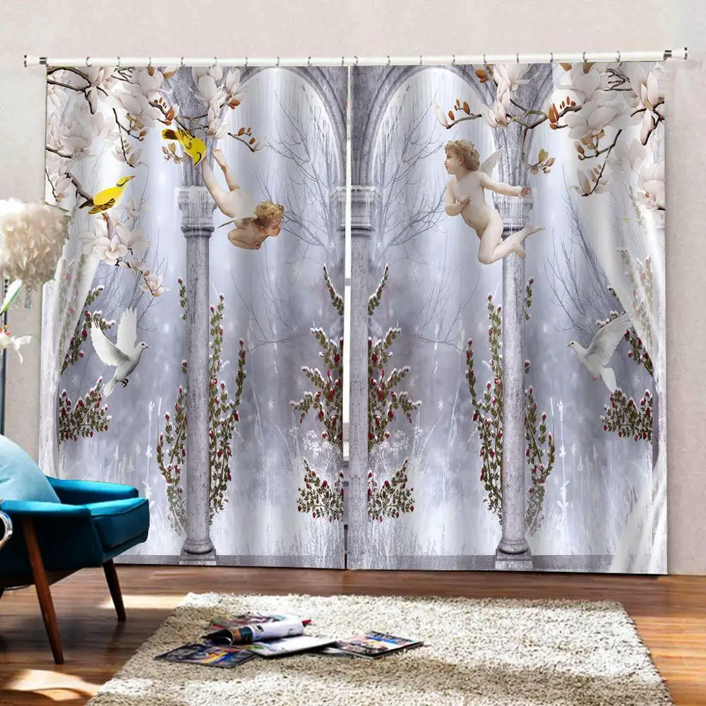 Roman 3D Curtain Luxury Blackout Window Living Room angel curtains | Дом и сад