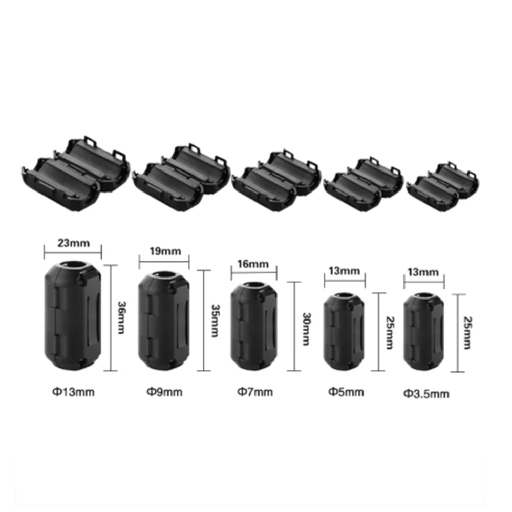 2pcs Ferrite CoreCord Ring Choke Bead RFI EMI Noise Suppressor Filter for Power Cord USB Antenna HDMI Audio Cable 3.5/5/7/9/13mm