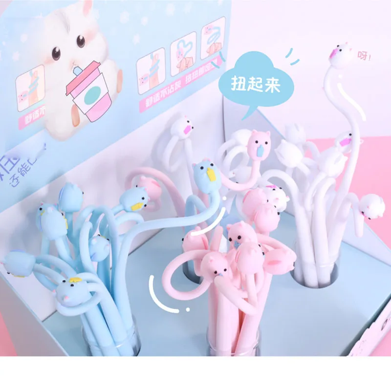 36 шт./лот Kawaii Гибкая гелевая ручка в виде хомяка Милая 0 5 мм черная нейтральная