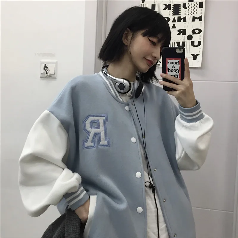 

2021 New Coat Ladies and Jacket Couple Tops College Style Coat Ladies Tops Couple Cardigan High Quality Baseball Uniform