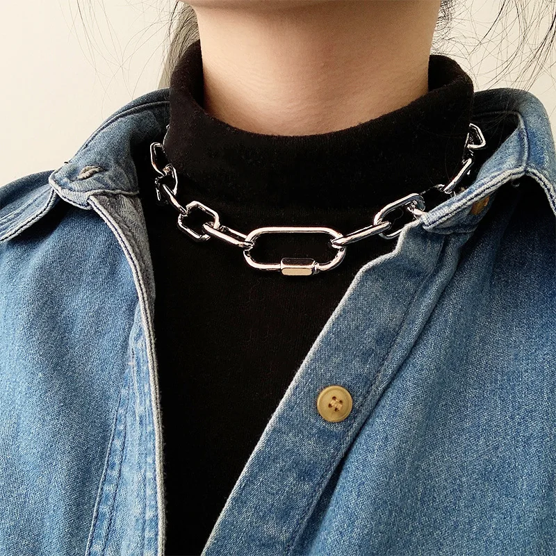 

New Style Women Bundle Neck Alloy Element Necklace Basic Punk Link Chain Chokers Jewelry Vintage Gold Metal Necklace Collar Gift