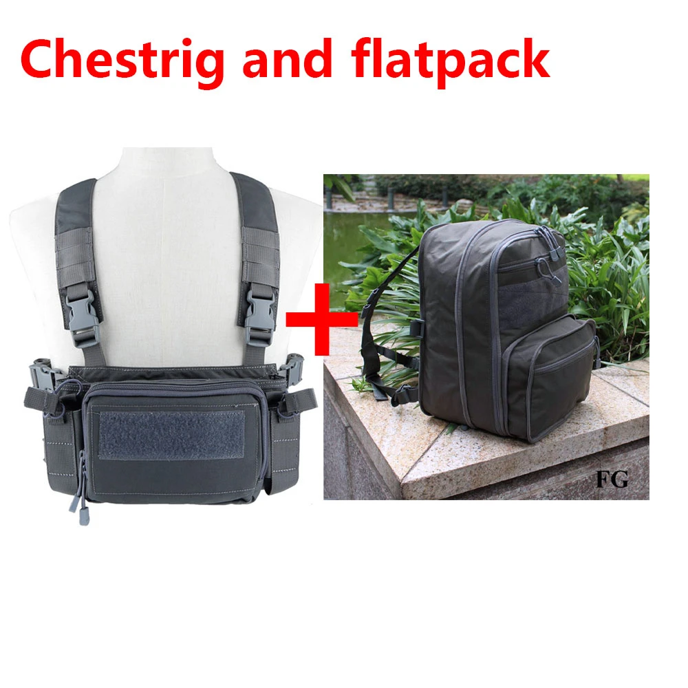 FG Рюкзак Flatpack D3 Plus, гидратационный нагрудный жилет, бронежилет, винтовка AK M4, вешалка, подсумок для живота, походная, Охотничья, армейская сумка унисекс - Цвет: FG