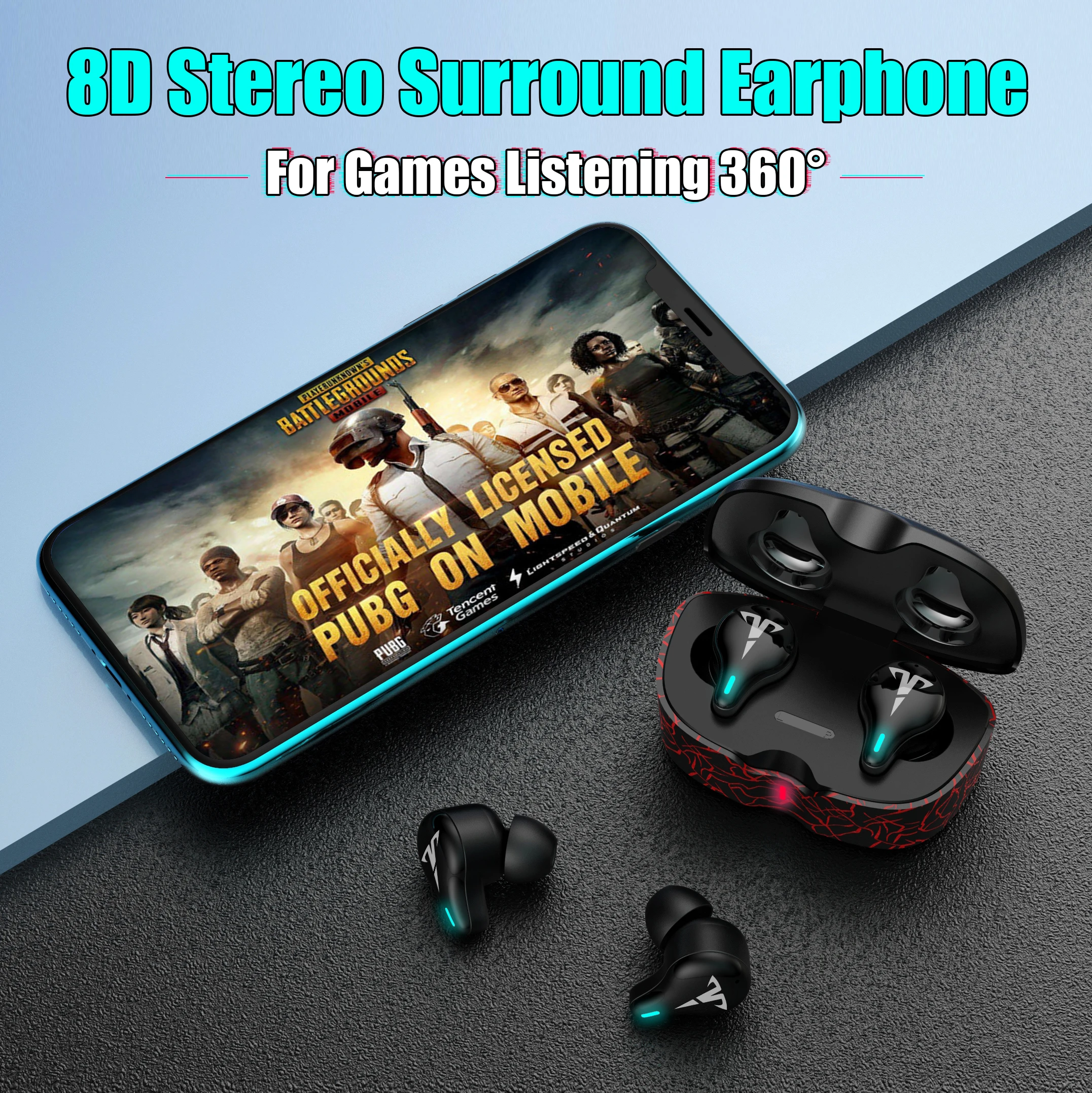 

8D stereo surround game earphone wireless bluetooth headphones listenning 360 for game HD Call HIFI earphone for IOS Android