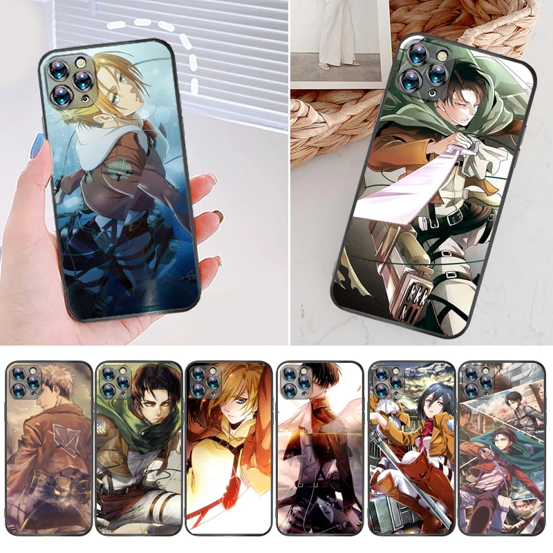 

Attack On Titan Mikasa Ackerman Eren Jager Armin Arlert Levi Phone Case For iPhone 12 Pro MAX SE 2020 12Mini Carcasa Cases