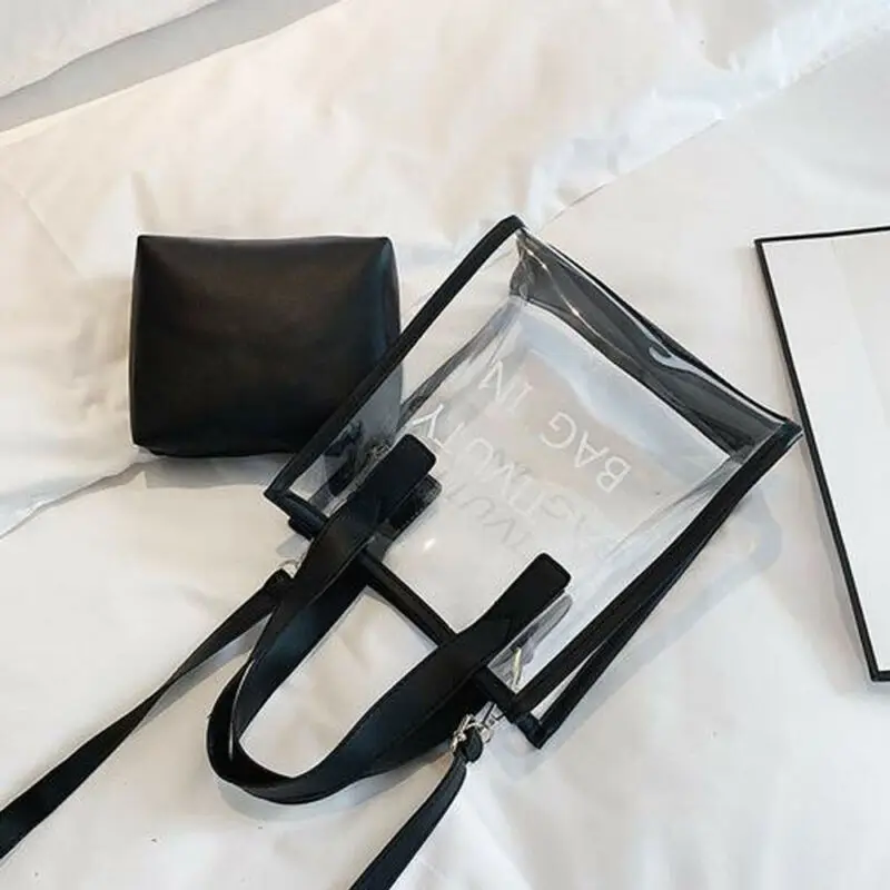 Clear Tote Bag Crystal PVC Transparent Bags Women Fashion Handbag Shoulder Beach | Багаж и сумки