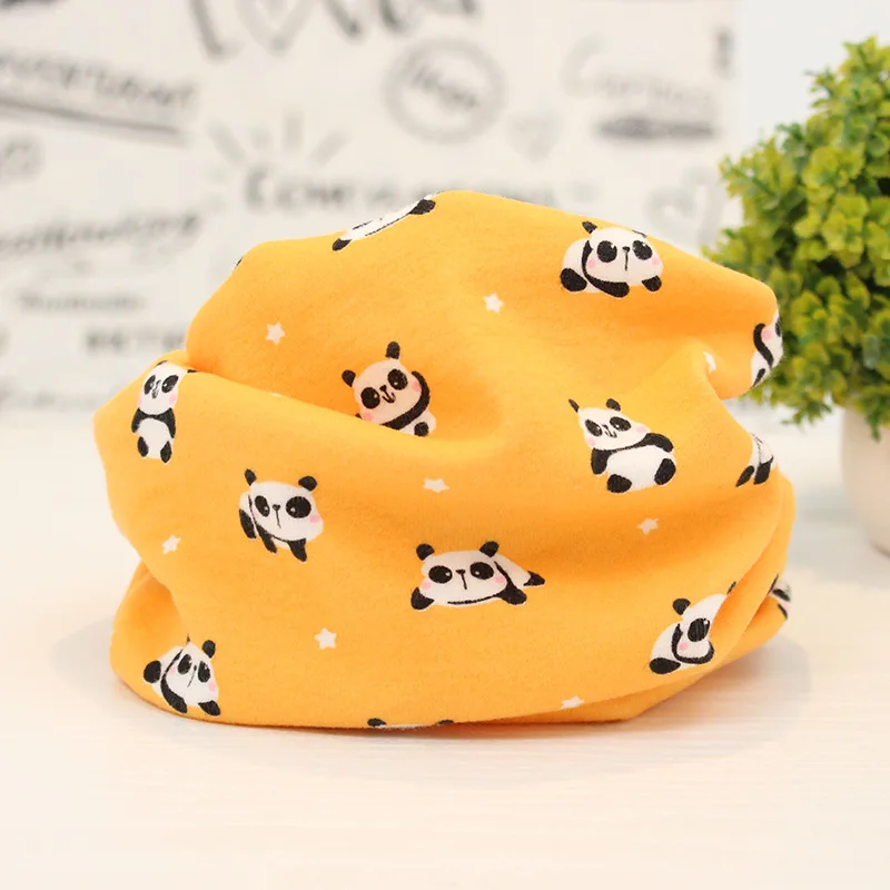 yellow panda Осенне-зимний хлопковый шарф для девочек, детский шарф Bufandas LIC, красивый шарф с принтом для мальчиков и девочек, милый детский шарф с воротником, детское кольцо - Цвет: yellow panda