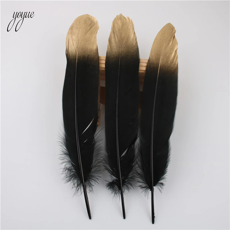 Оптовая продажа 20 шт./лот золотые гусиные перья поделки сделай сам аксессуары для