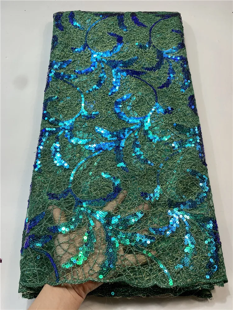 

sequin lace fabric print fabric pleated chiffon women nigerian lace African lace fabric Nigerian style lace fashion 5yard FYIN9