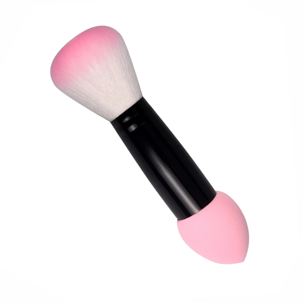 

Pro Makeup Brushes Two Head Nylon Blush Blusher Makeup Brushes Powder Foundation Brush With Makeup Sponge Cosmetics Beauty Tools