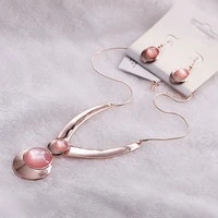 eardrop necklace suit new fashion rose gold bright face simple temperament necklace