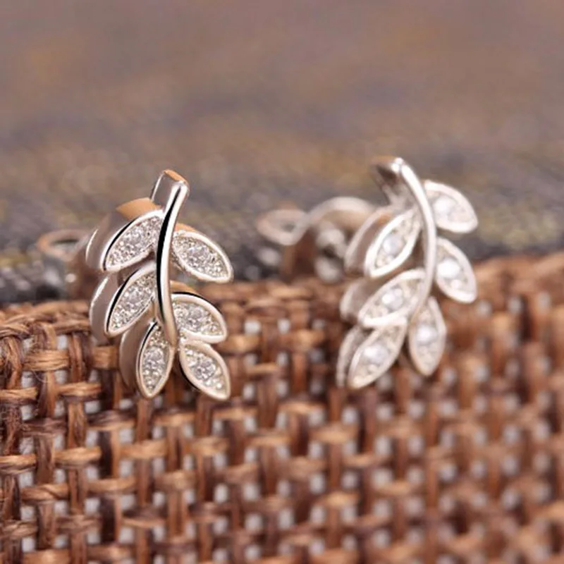 Новые простые модные серьги-гвоздики из стерлингового серебра 925 пробы с листом