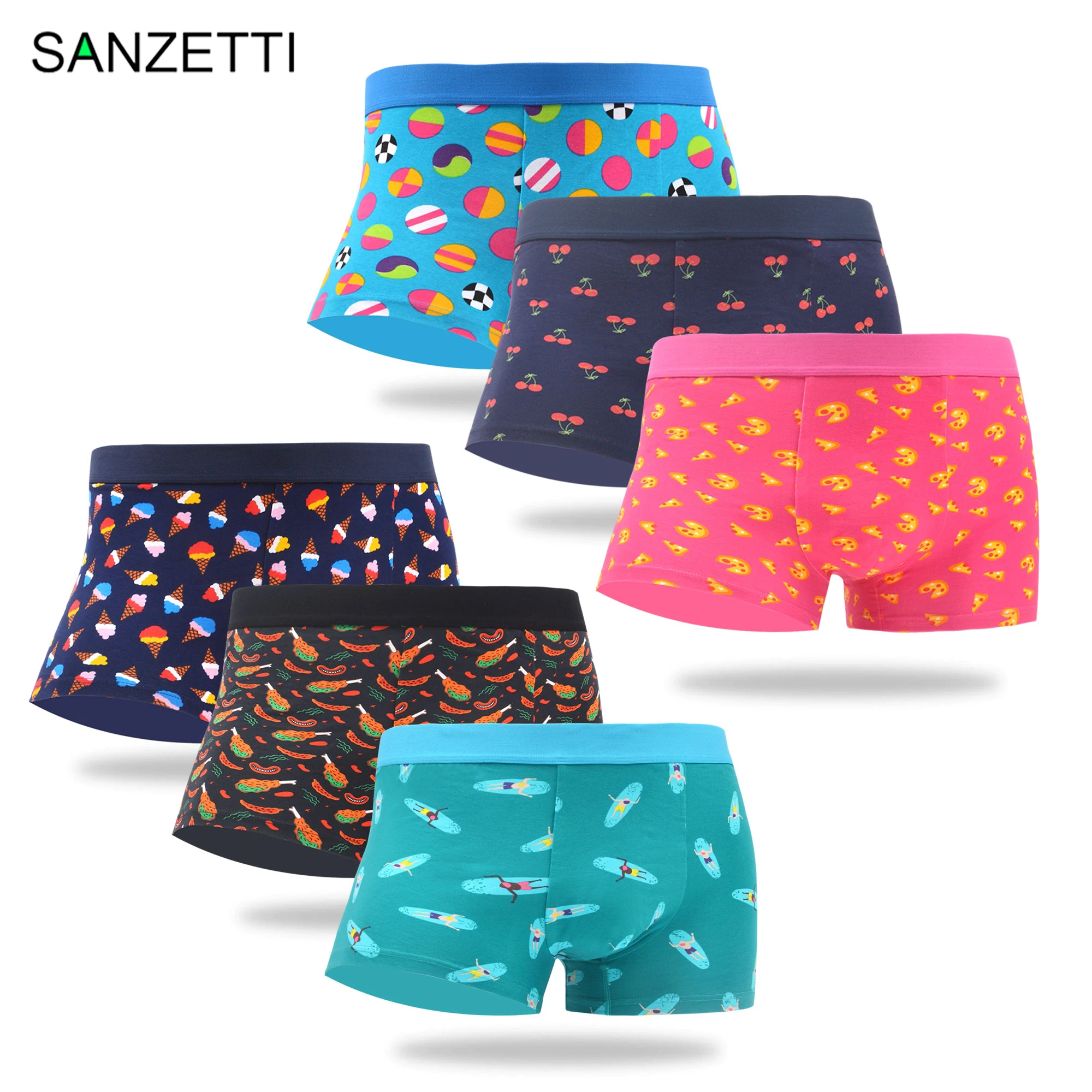 Сланцы SANZETTI с диагональю экрана 3 6 шт. Для Мужчин's Boxershort Лидер продаж новинка