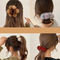 new soft little furball hair clip bun ponytail holder bird nest hair claw hair accessories hair scrunchies for women girls