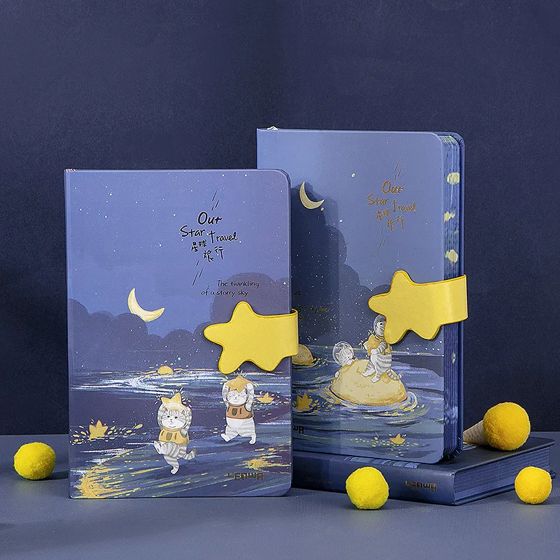 

A5 Star Travel Notebook Creative Shaped Magnetic Diary Buckle Notepad Student Hand Book Cute Cat Cover Notebook Student Diary