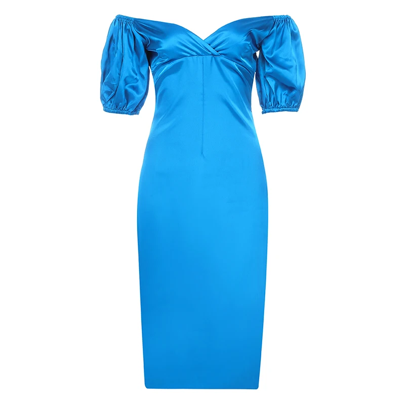 

Beateen Fashion Off Shoulder Short Sleeve V Neck High Waist Knee Length Bodycon Sexy Women Party Club Dresses 2019 New Vestidos