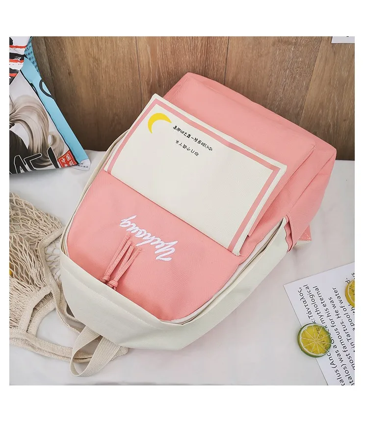 

Simple Contrast Color Ins Backpack Retro Style Ancient Girl Bag Japanese Fresh Ulzzang College Student Backpack