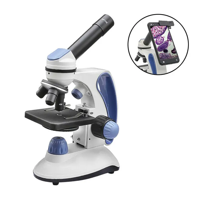 

40X-1000X Biological Microscope Scientific Research LED Lighting Monocular Metal Microscopio Observe Microorganisms Gifts