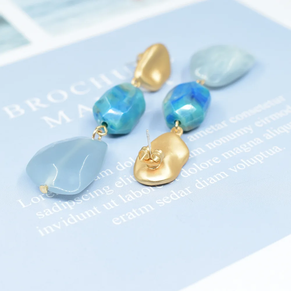 Женские винтажные серьги-подвески с синим стеклянным шариком оригинальный