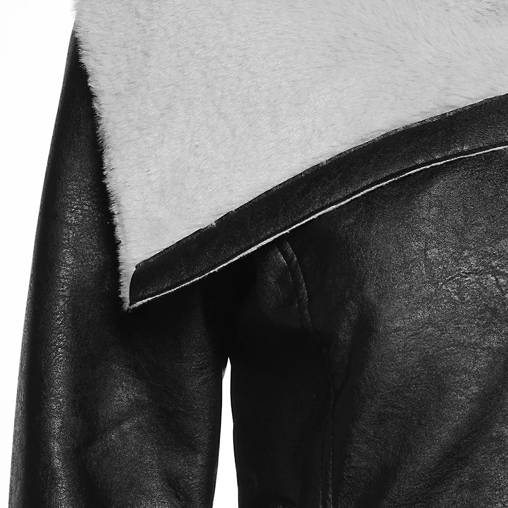 Женские куртки из искусственной кожи с отворотами на молнии зимние винтажные