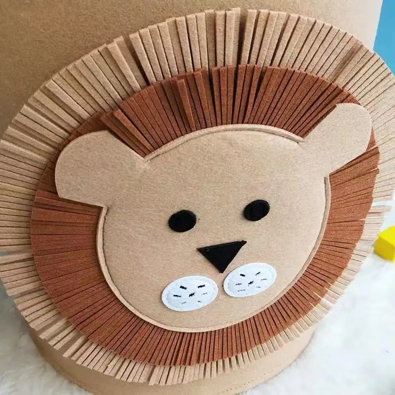 

Felt Animal Tiger Storage Bag For Kids Toys Clothes Lion Elephant Thick Felt Storage Bag Handmade Storage Big Size Room Decor