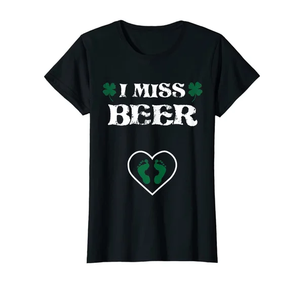 

Womens I Miss Beer St Patrick's Day Pregnancy Announcement T-Shirt