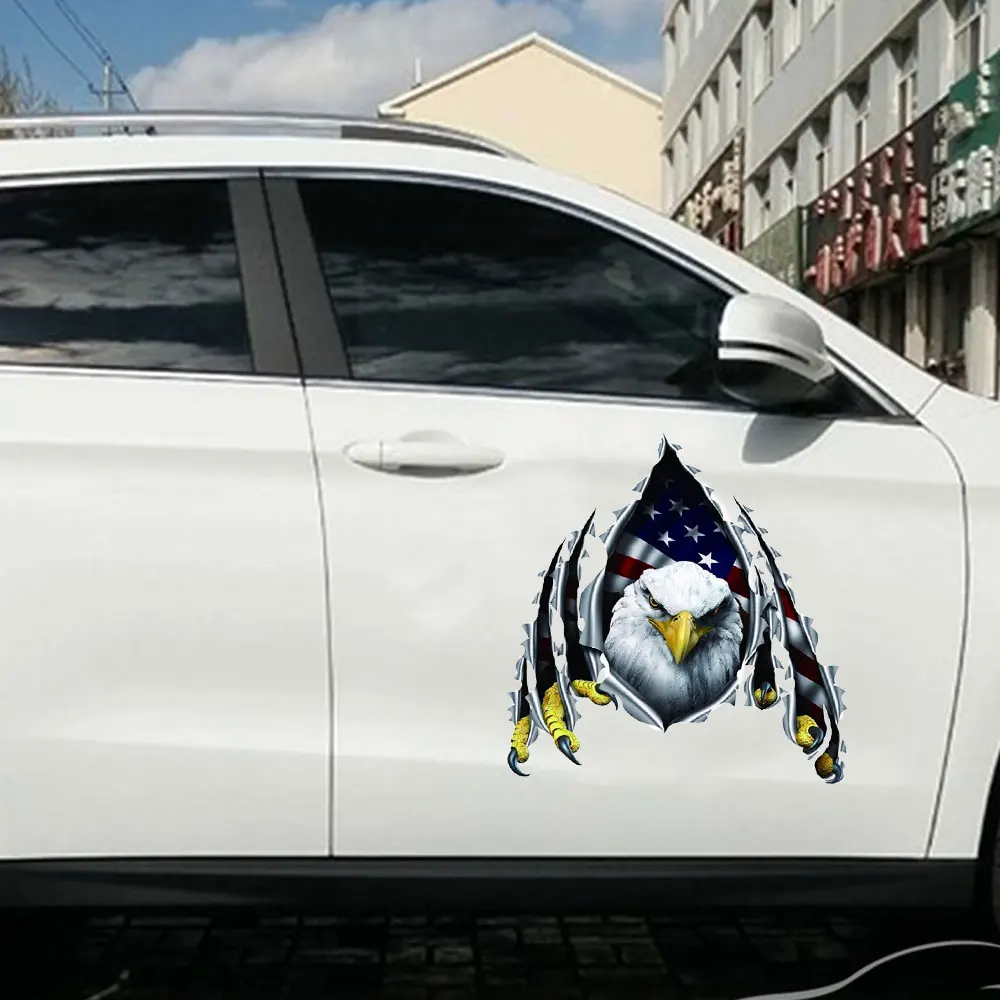 

1Pcs American USA Flag Car Decals Stickers Patriotic Bald Eagles Waterproof Door Windows Seal 3D Decorations Accessories