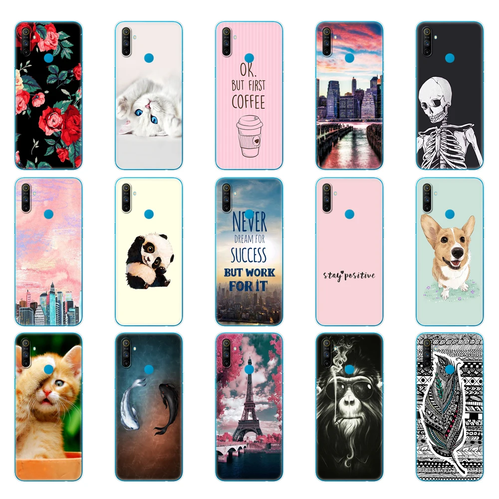 Мягкий чехол для OPPO Realme C3, задняя крышка для OPPO Realme C3 RMX2020 C 3 RealmeC3, оболочка, чехол 6,5 дюйма, собака, кот, цветок