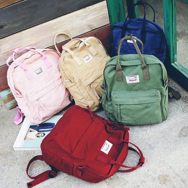 WEIXIER женский холщовый школьный студенческий однотонный рюкзак высокого качества