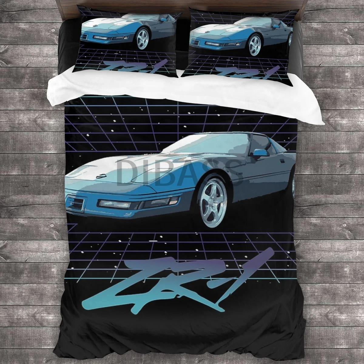 

1994 Chevy Corvette C4 ZR-1 Comforter Set with 2 Pillowcases，Soft Microfiber Bedding Set Duvet Cover