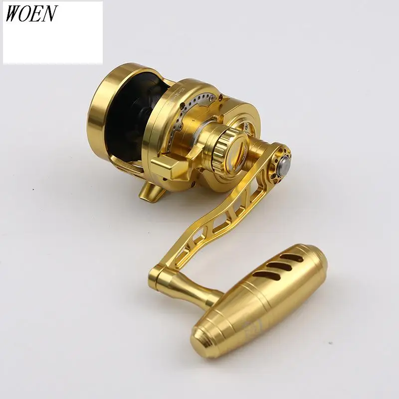 

WOEN CNC full metal Anti seawater Boat fishing Drum wheel UT300/500 Double brake 25KG Slow rocking iron wheel Sea fishing wheel