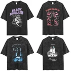 Мужская футболка с принтом боли из аниме 2021, ретро топы из 100% хлопка с эффектом потертости, футболка в стиле Харадзюку, уличная одежда в стиле хип-хоп, мужские футболки