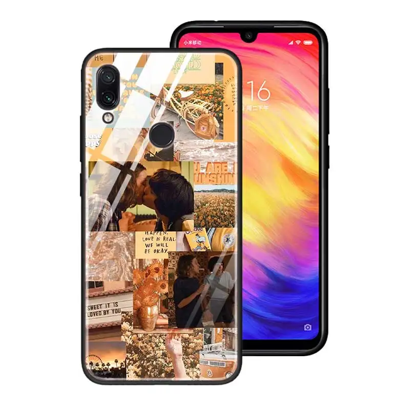 T13 Чехол из закаленного стекла для Red mi 7 8A Note6 7 8 K20 K20 Pro, задняя крышка для Xiaomi mi A3 CC9E CC9, силиконовый край, чехол для чужих вещей - Цвет: T13