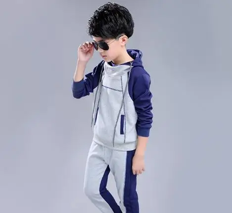 Спортивный костюм с капюшоном для мальчиков хлопковая школьная форма спортивный