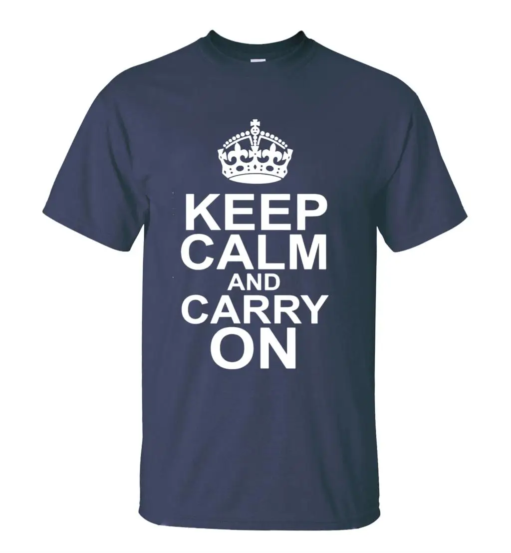 T Shirt Keep Calm And Carry On Tshirt Letters Printed Men Shirts Summer Black White Cotton Tee T-Shirt Mens Tops Tees Tshirts | Мужская