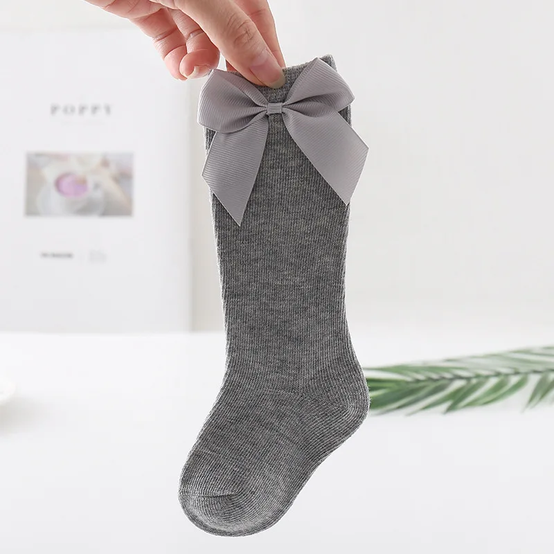 

2020 Baby Girls Socks New Toddlers Girl Big Bow Knee High Long Soft Kids Socks Bowknot 100% Cotton 0-3 Years Newborn Socks