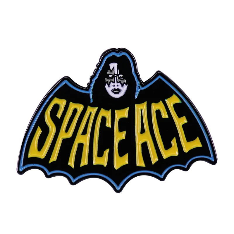 Weird Space Ace bat brooch Frehley KISS Rock Band Badge