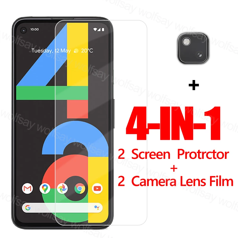 Protector de pantalla para Pixel 4A 5, pel&iacute;cula protectora de vidrio templado para Pixel 5, 4A, 5G, pegamento completo-0