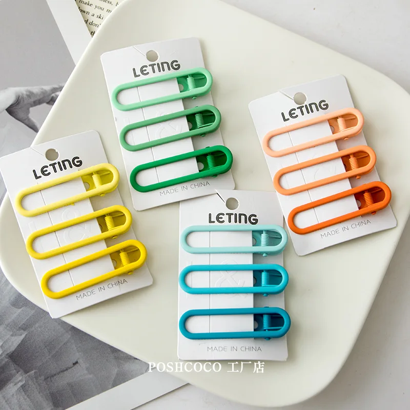

Women's Hair Clip Matte Paint Korean Gradient Color Hair Clip Set Color Side Clip Alloy Texture Top Clip Hair Accessory