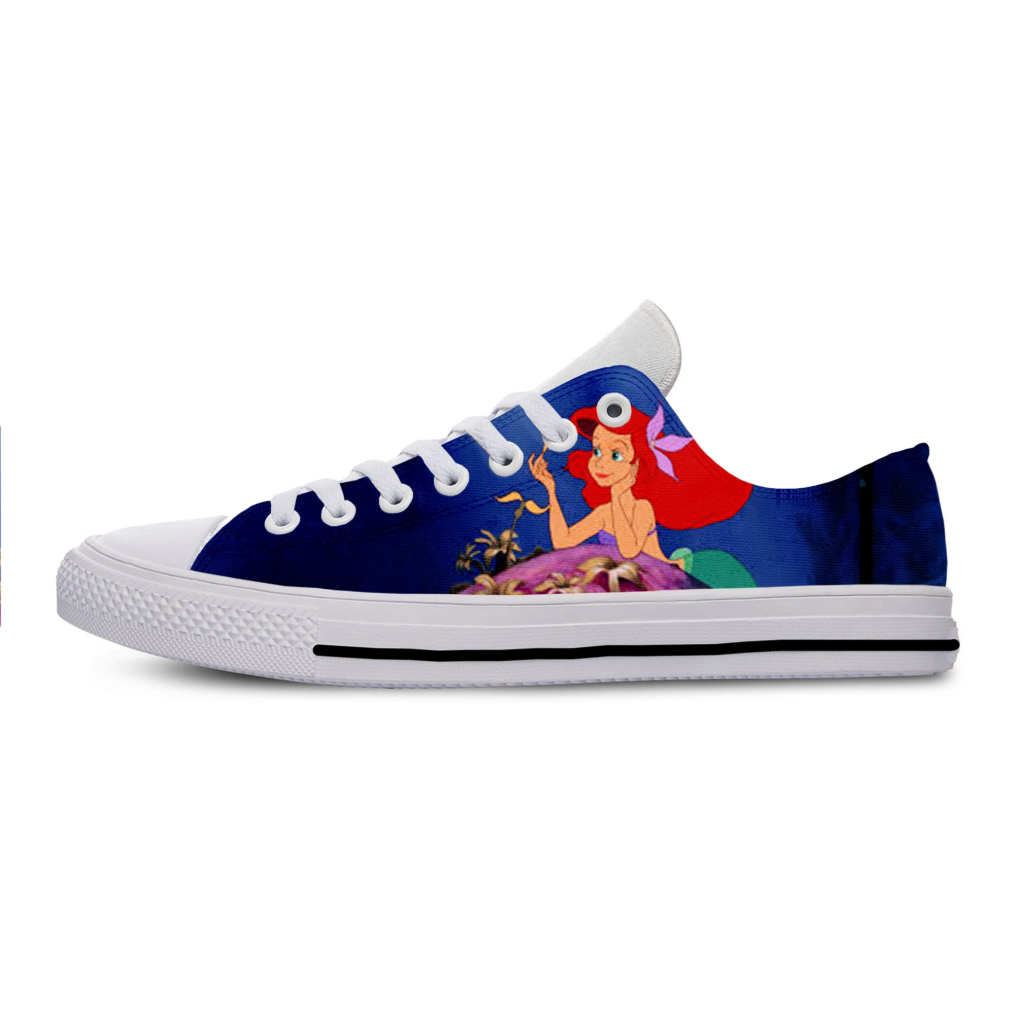 2019 Hot Cool Fashion Cartoon Funny Summer Sneakers Handiness Casual Shoes 3D Printed For Men Women The Little Mermaid Ariel | Обувь
