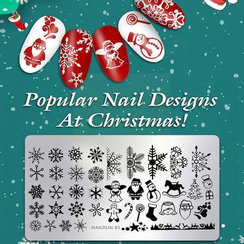 

Инструмент для печати ногтей, рождественские снежинки, прямоугольные инструменты для ногтей, искусство, перенос ногтей, искусство, Рождест...