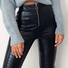 SLHJC женские модные пикантные туфли с узором крокодиловая кожа кожаные штаны вечерние Клубные леггинсы молния спереди брюки готика леггинсы; Сезон осень-зима