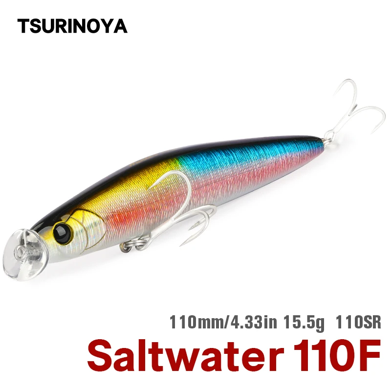 

TSURINOYA Saltwater Floating Minnow Fishing Lure HUNTER 110SR DW81 110mm 15.5g Shallow Range Pencil Bait Sea Bass Pike Jerkbait