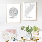 Плакат с изображением карты города Барселоны, черно-белый плакат с изображением Каталонии, Картина на холсте, подарок путешественнику из Испании, настенный художественный Декор для спальни