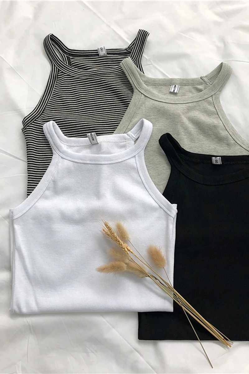 

Women's New Outer Wear Sports Vest Halter Neck Slim Knit Suspender Top Bottoming Shirt