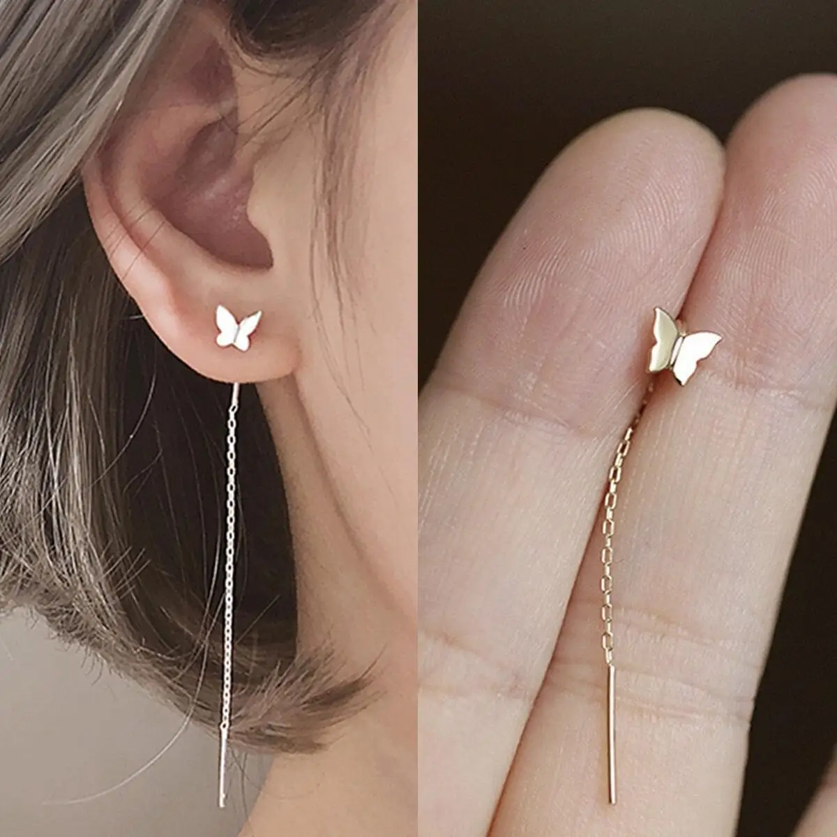 

SUJI серебряный цвет 2020 модные Висячие женские серьги длинные кисточки бабочки висячие серьги летняя бижутерия для девочек подарок Вечерние