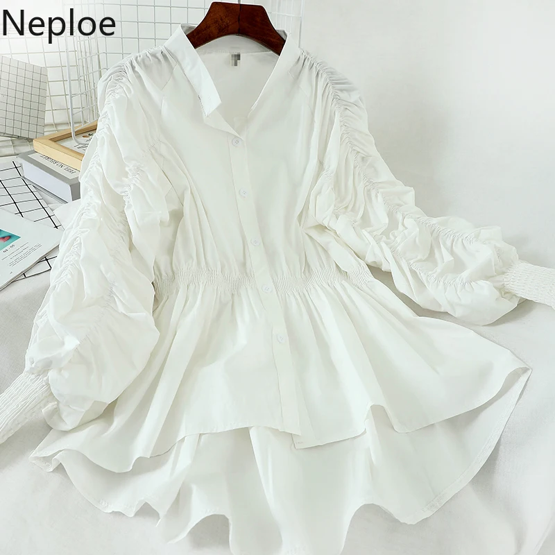 Neploe плиссированная блузка с воротником-стойкой одной грудью асимметричный