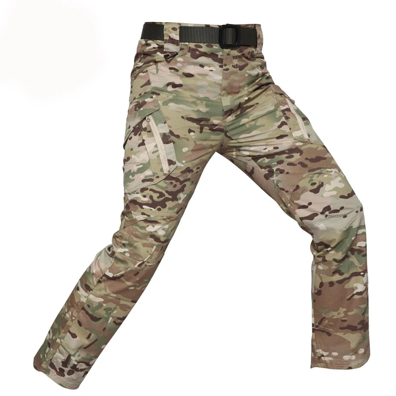 Men's Tactical Pants Multi Pocket Elastic Waist Military Trousers Male Casual Cargo Men Clothing Slim Fit 5XL Sweatpants | Спорт и