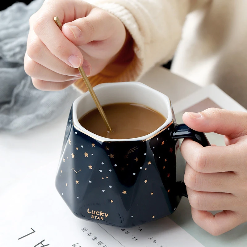 Кружка Счастливая звезда 400 мл керамическая кофейная кружка синяя дорожная