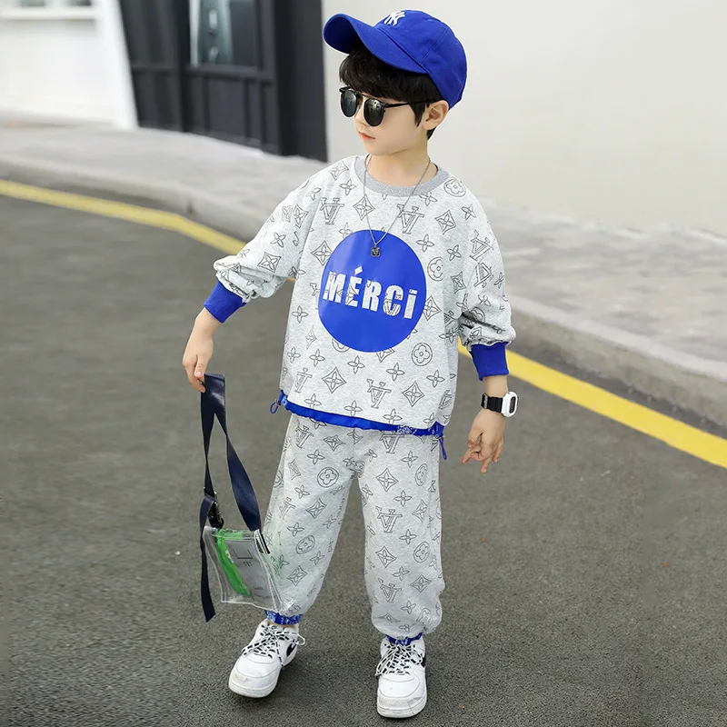 

Black Grey Spring Summer Boys Clothing SuitsSweatshirts+ Pants 2pcs/Set Kids Jacket Teenager Sport LeisureTracksuit High Qual